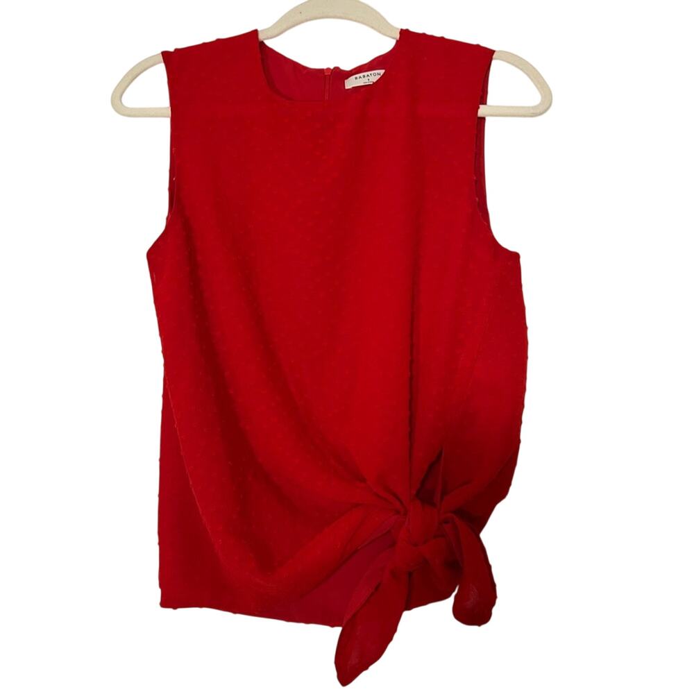 Aritzia Babaton Hopkins Red Sleeveless Blouse Size Small Knot Tie Front